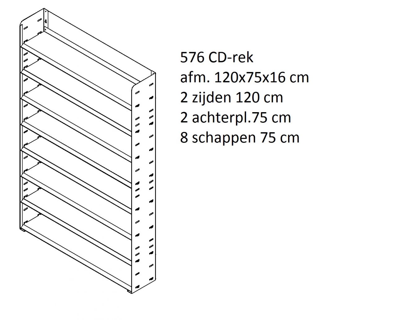 A7 576 CD-Rek 120x75x16cm – CD-Rek.nl | Oer-Design.nl